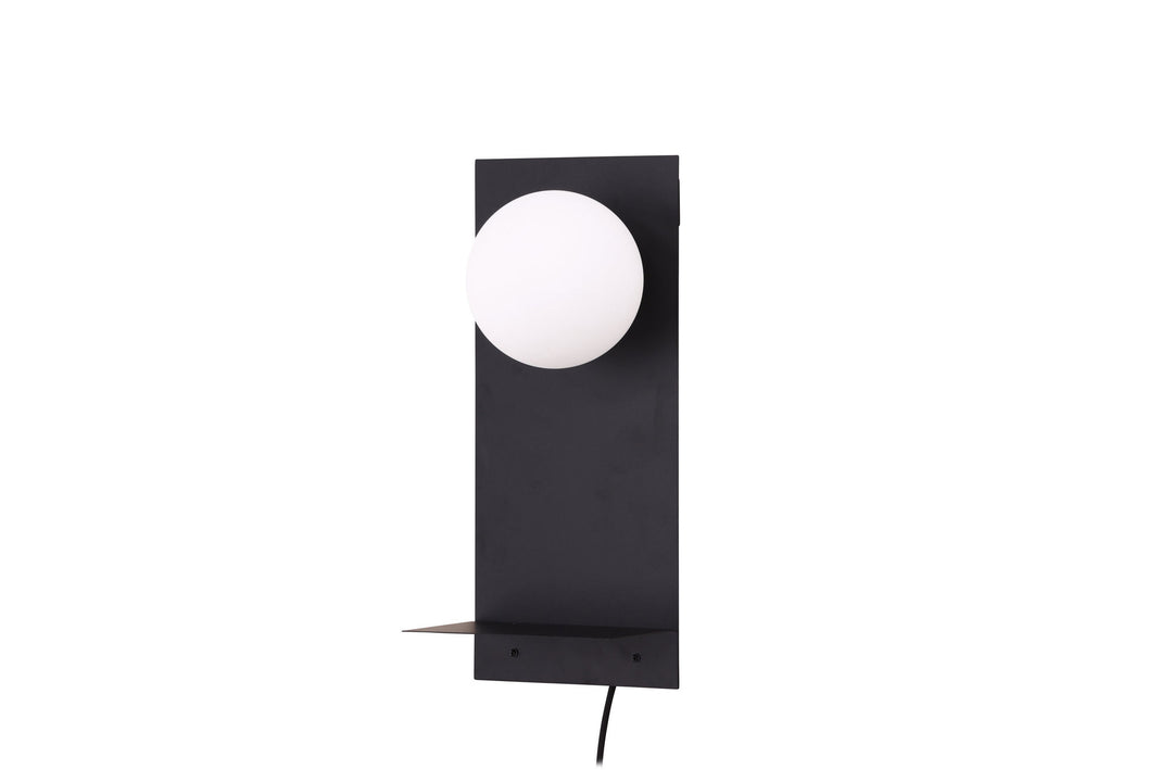 Venture Home Troyes Wall Lamp - Black / White glass