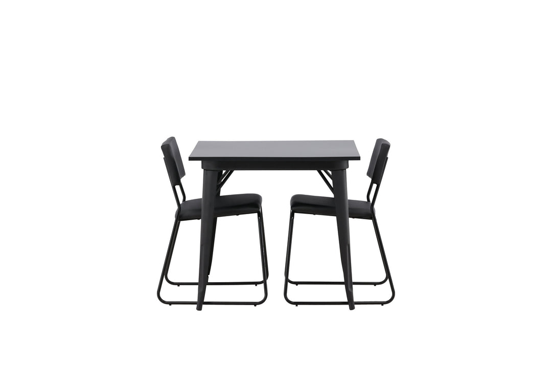 Venture Home Tempe Dining Table - Black / Black MDF +Kenth Chair - Black / Black PU _2