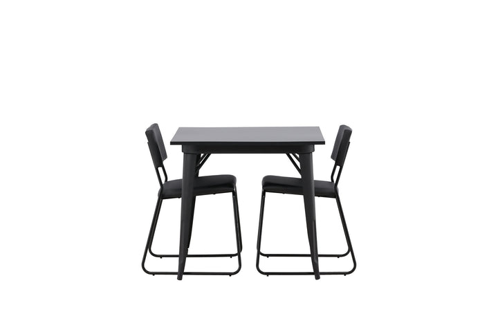 Venture Home Tempe Dining Table - Black / Black MDF +Kenth Chair - Black / Black PU _2