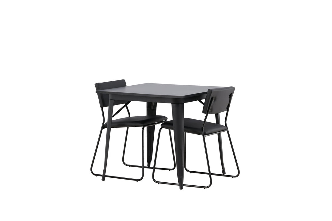 Venture Home Tempe Dining Table - Black / Black MDF +Kenth Chair - Black / Black PU _2