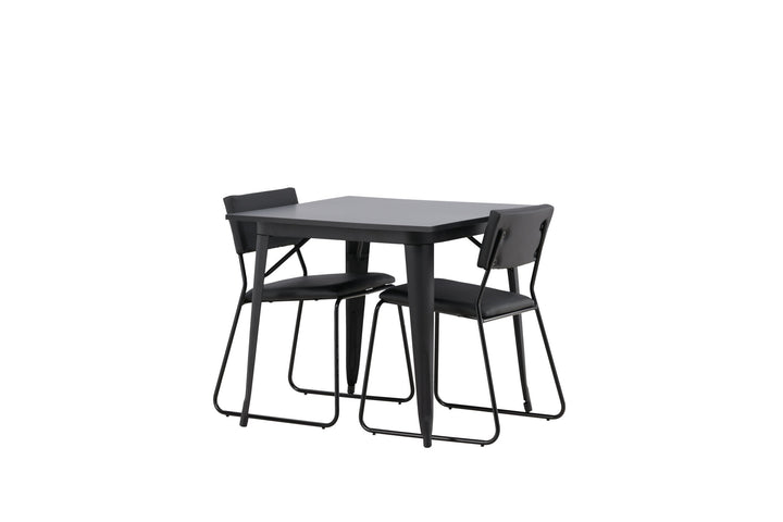 Venture Home Tempe Dining Table - Black / Black MDF +Kenth Chair - Black / Black PU _2