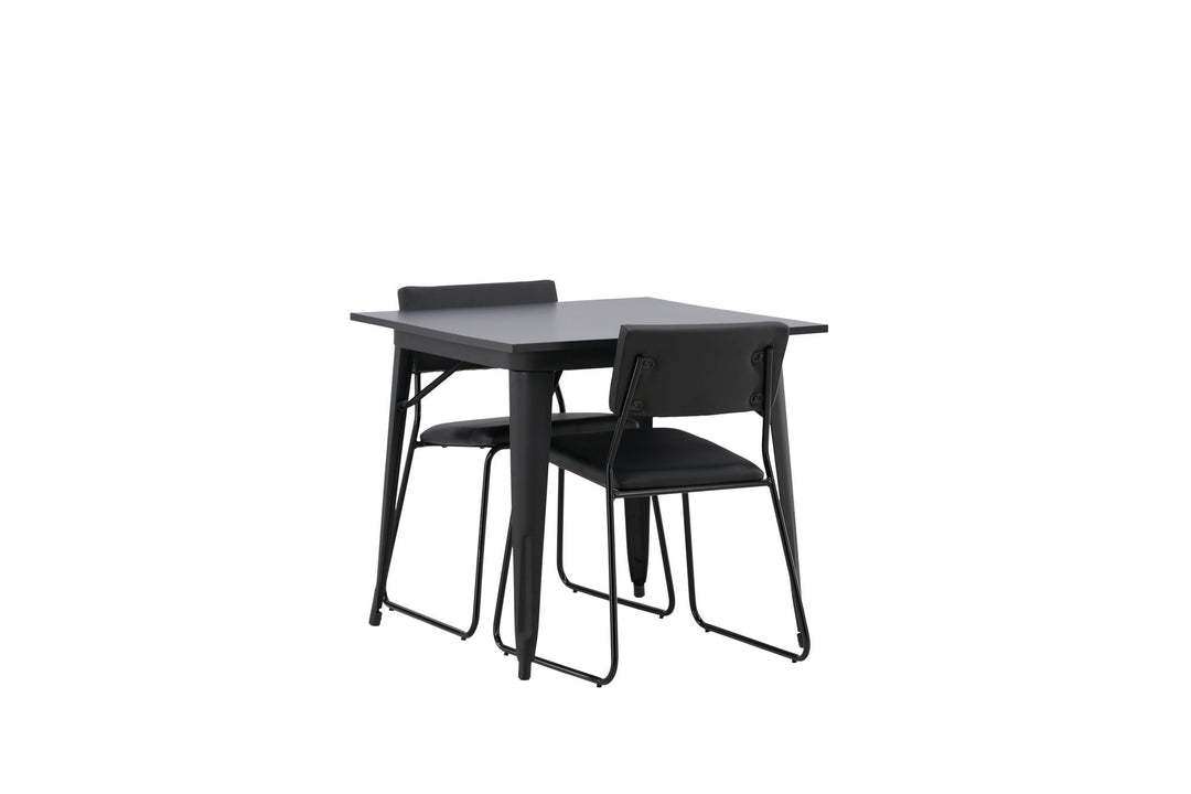 Venture Home Tempe Dining Table - Black / Black MDF +Kenth Chair - Black / Black PU _2
