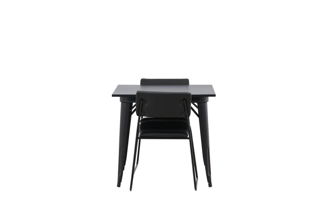 Venture Home Tempe Dining Table - Black / Black MDF +Kenth Chair - Black / Black PU _2