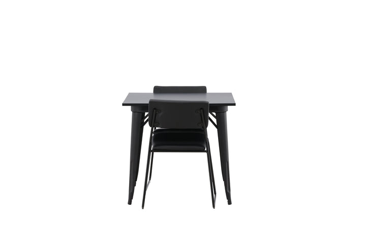 Venture Home Tempe Dining Table - Black / Black MDF +Kenth Chair - Black / Black PU _2
