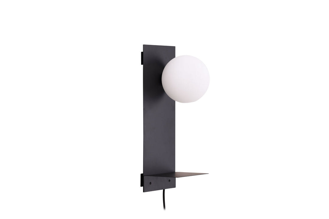 Venture Home Troyes Wall Lamp - Black / White glass