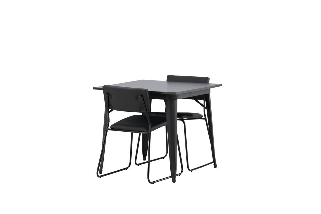 Venture Home Tempe Dining Table - Black / Black MDF +Kenth Chair - Black / Black PU _2