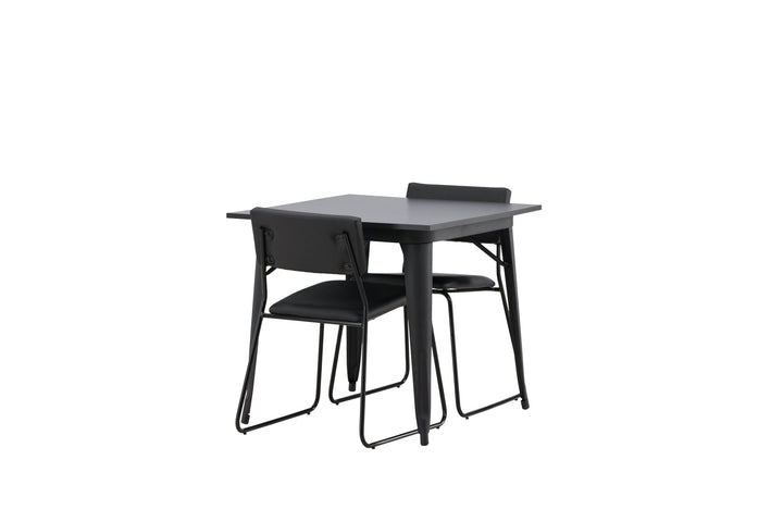 Venture Home Tempe Dining Table - Black / Black MDF +Kenth Chair - Black / Black PU _2
