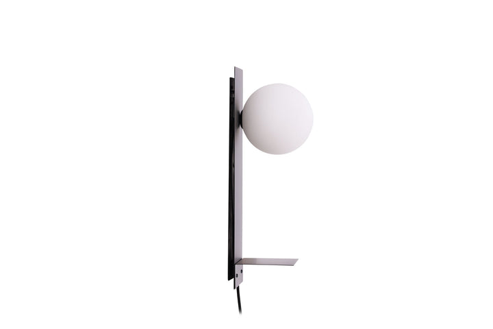 Venture Home Troyes Wall Lamp - Black / White glass