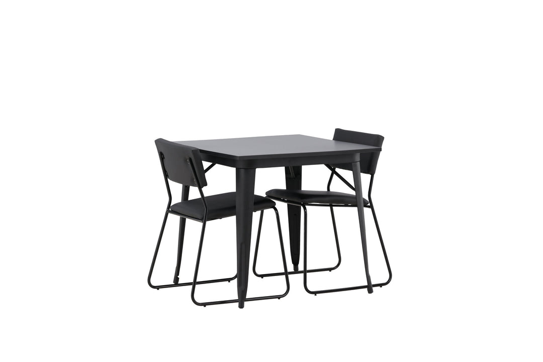 Venture Home Tempe Dining Table - Black / Black MDF +Kenth Chair - Black / Black PU _2