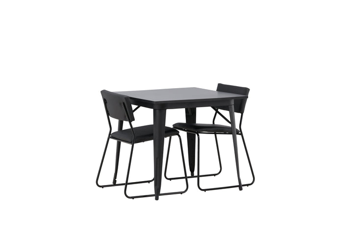 Venture Home Tempe Dining Table - Black / Black MDF +Kenth Chair - Black / Black PU _2