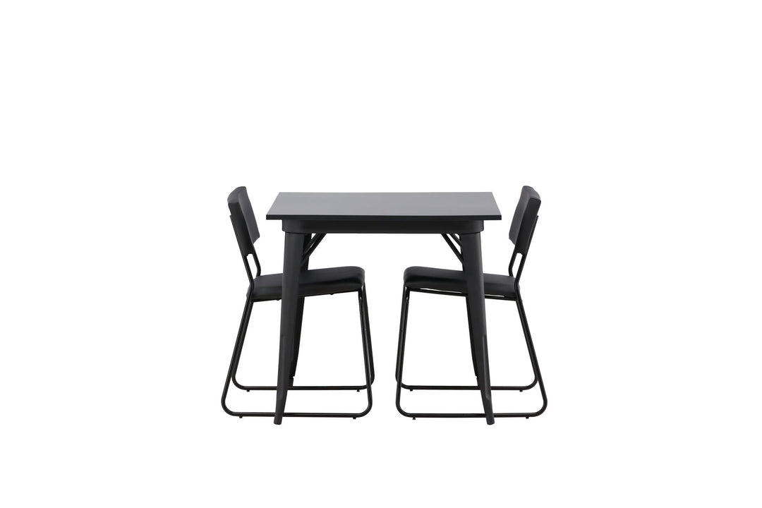 Venture Home Tempe Dining Table - Black / Black MDF +Kenth Chair - Black / Black PU _2