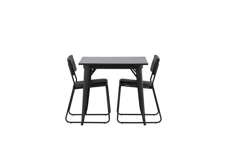 Venture Home Tempe Dining Table - Black / Black MDF +Kenth Chair - Black / Black PU _2