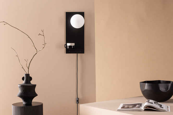Venture Home Troyes Wall Lamp - Black / White glass