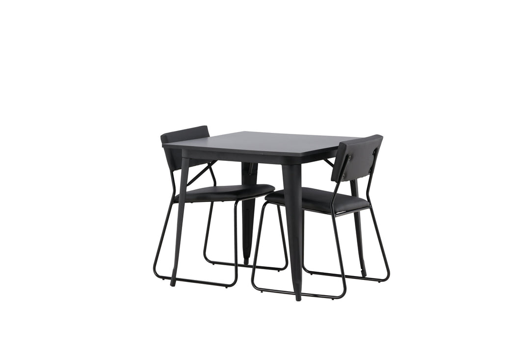 Venture Home Tempe Dining Table - Black / Black MDF +Kenth Chair - Black / Black PU _2