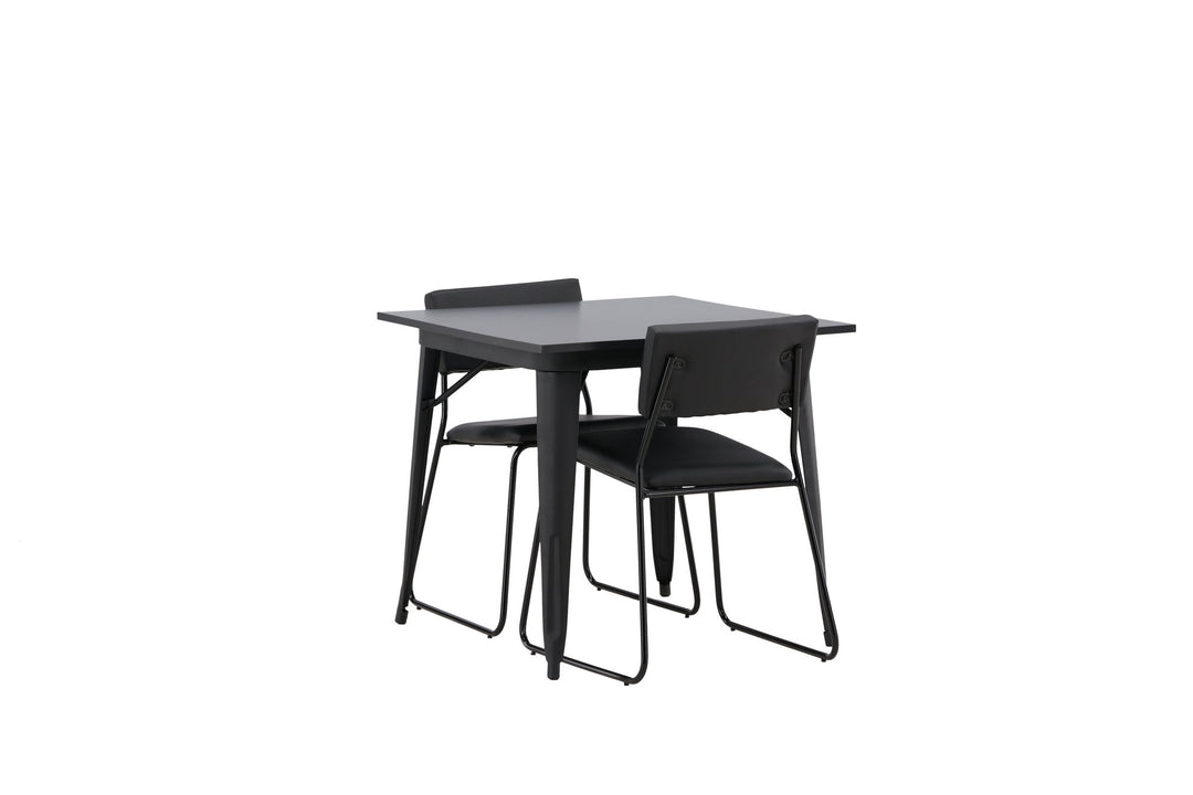 Venture Home Tempe Dining Table - Black / Black MDF +Kenth Chair - Black / Black PU _2
