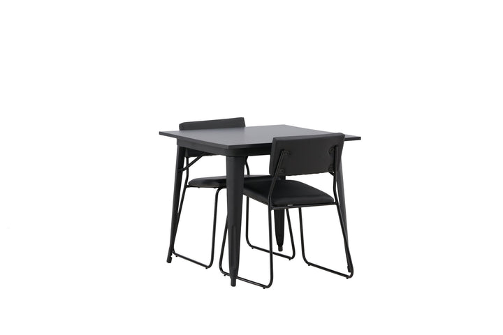 Venture Home Tempe Dining Table - Black / Black MDF +Kenth Chair - Black / Black PU _2