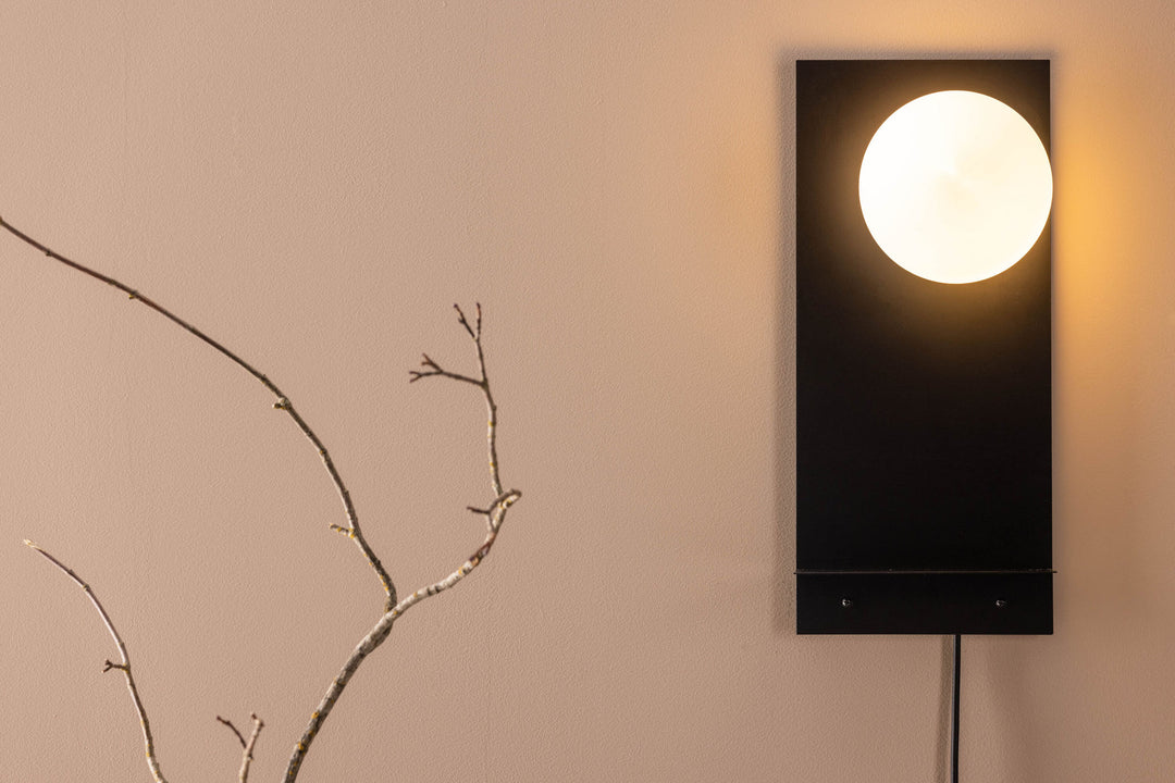 Venture Home Troyes Wall Lamp - Black / White glass