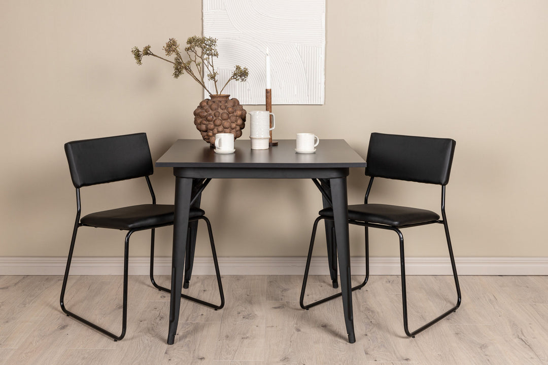 Venture Home Tempe Dining Table - Black / Black MDF +Kenth Chair - Black / Black PU _2