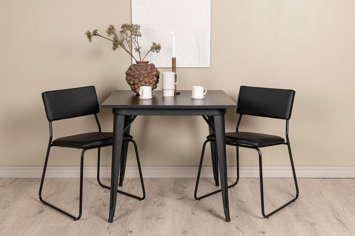 Venture Home Tempe Dining Table - Black / Black MDF +Kenth Chair - Black / Black PU _2