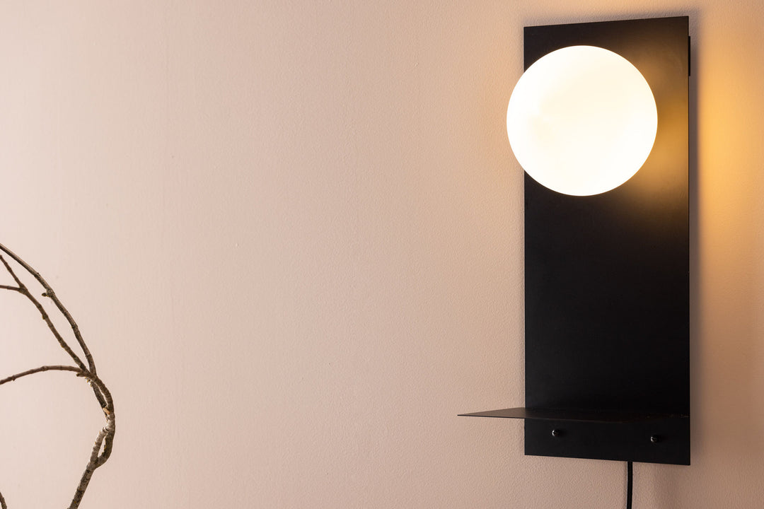 Venture Home Troyes Wall Lamp - Black / White glass