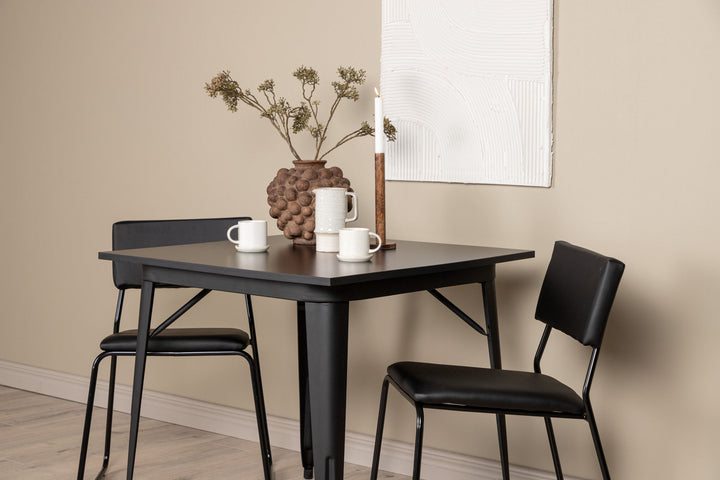 Venture Home Tempe Dining Table - Black / Black MDF +Kenth Chair - Black / Black PU _2