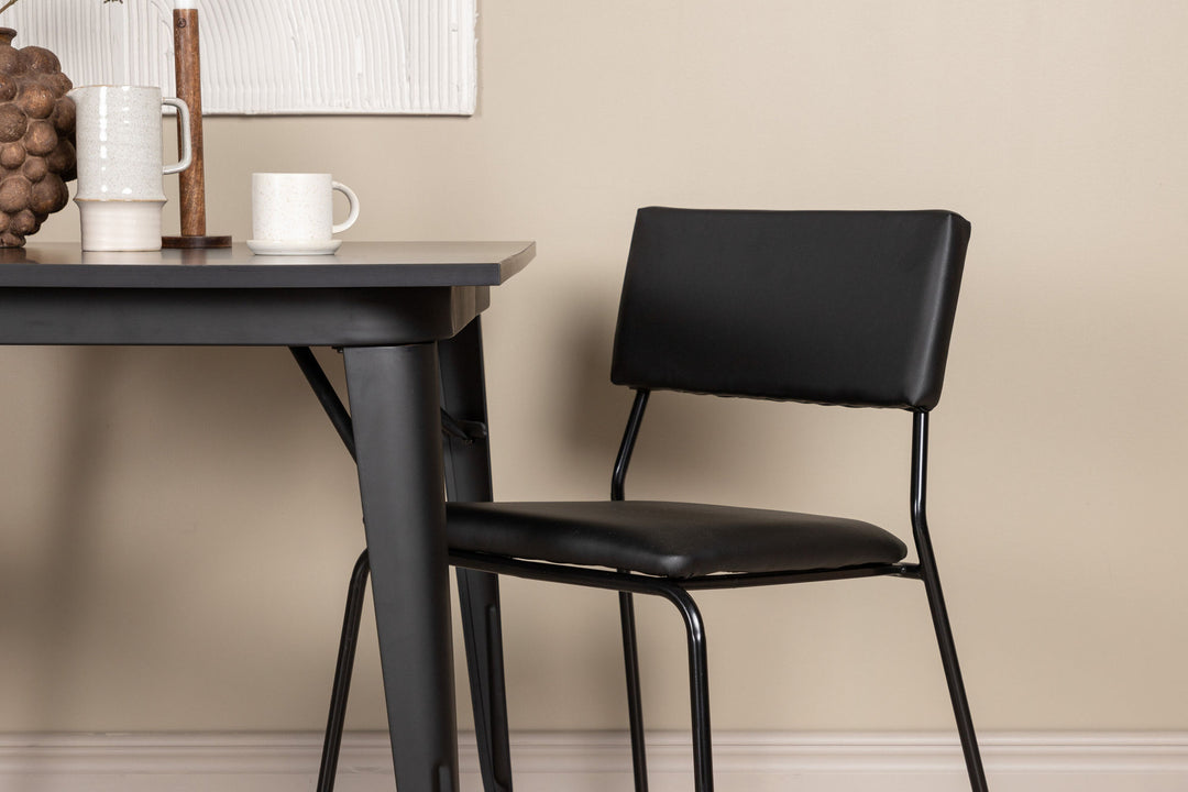 Venture Home Tempe Dining Table - Black / Black MDF +Kenth Chair - Black / Black PU _2