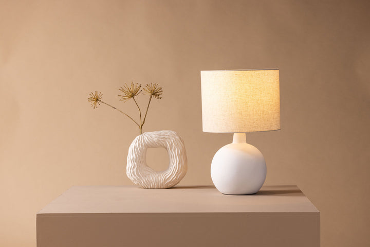 Venture Home Torcello Table Lamp - White / Beige linen