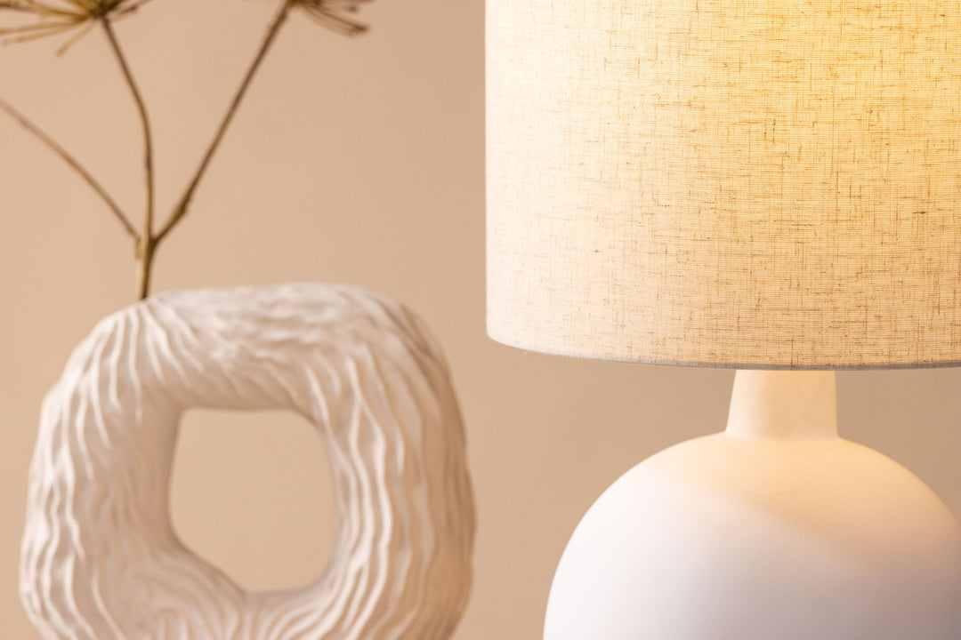 Venture Home Torcello Table Lamp - White / Beige linen