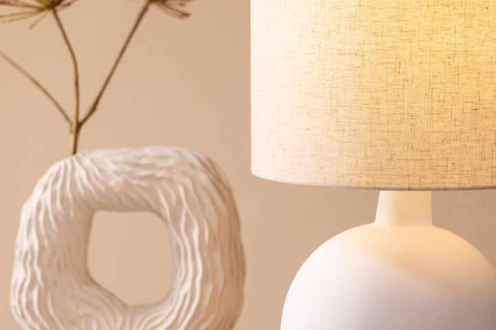 Venture Home Torcello Table Lamp - White / Beige linen