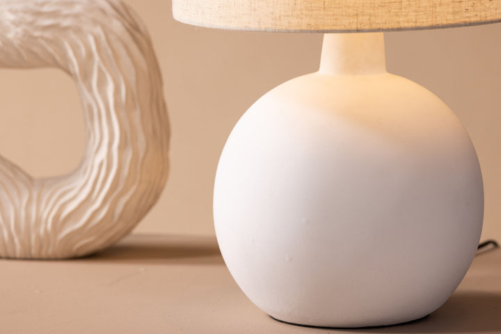 Venture Home Torcello Table Lamp - White / Beige linen