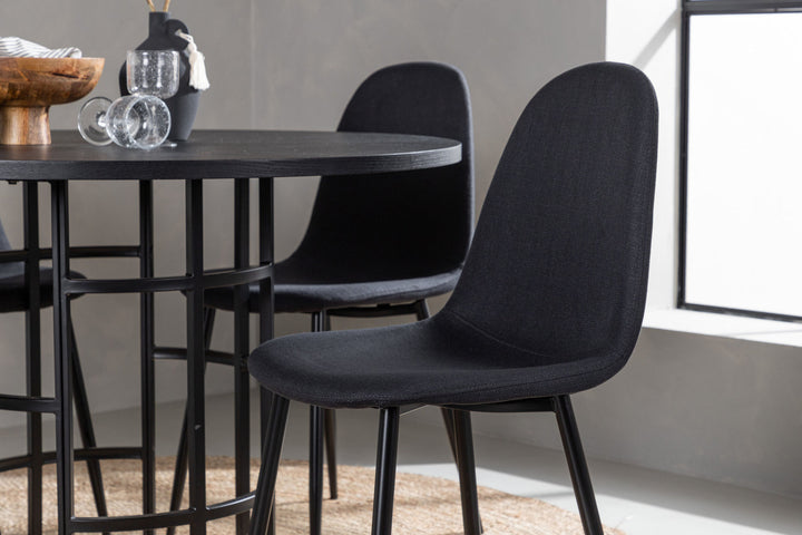 Venture Home Copenhagen Dining Table - Black / Black Veneer +Polar Dining Chair - Black Legs - Black Fabric _4