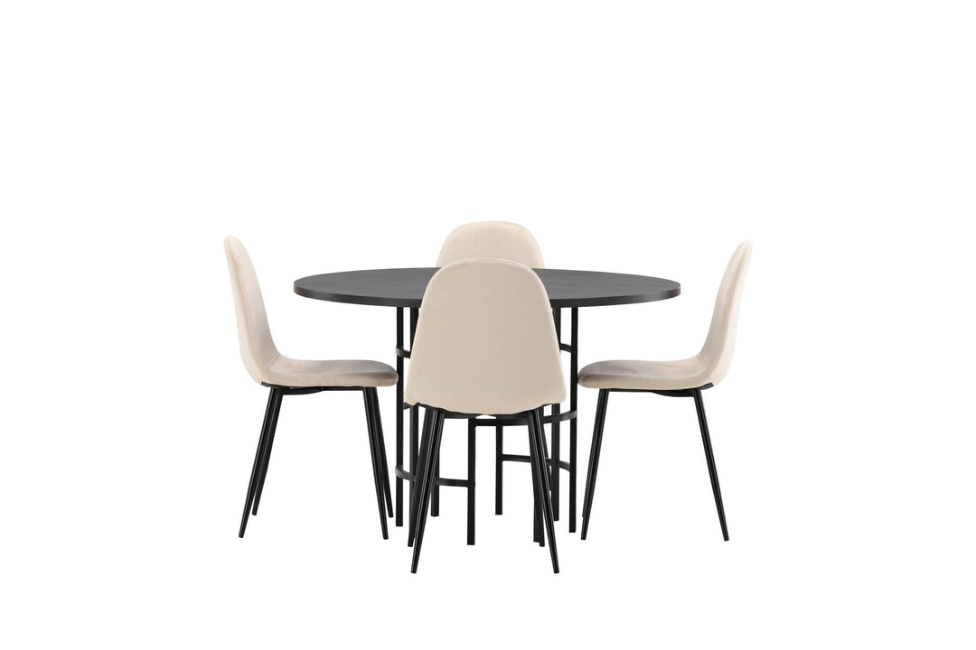 Venture Home Copenhagen Dining Table - Black / Black Veneer +Polar Dining Chair - Black legs / Beige Velvet _4