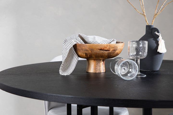 Venture Home Copenhagen Dining Table - Black / Black Veneer +Velvet Dining Chair - Light Grey / Black _4