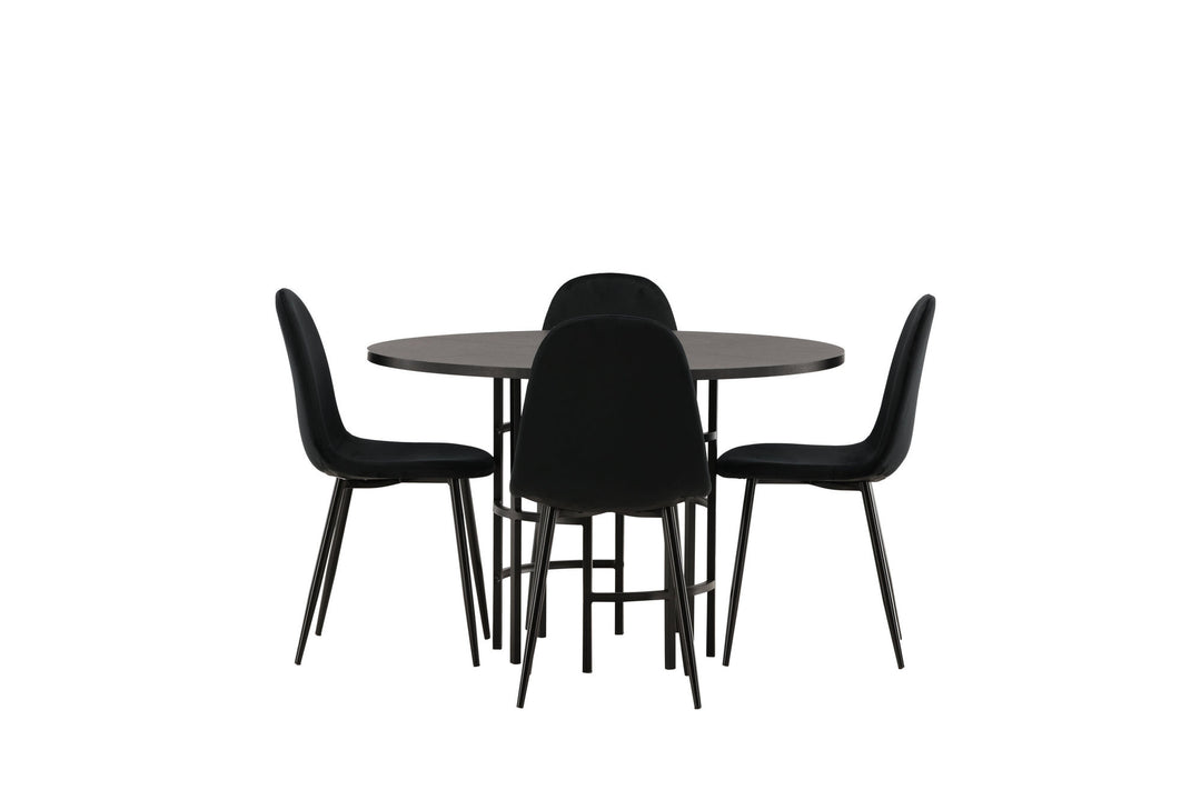 Venture Home Copenhagen Dining Table - Black / Black Veneer +Polar Dining Chair - Black legs / Black Velvet _4