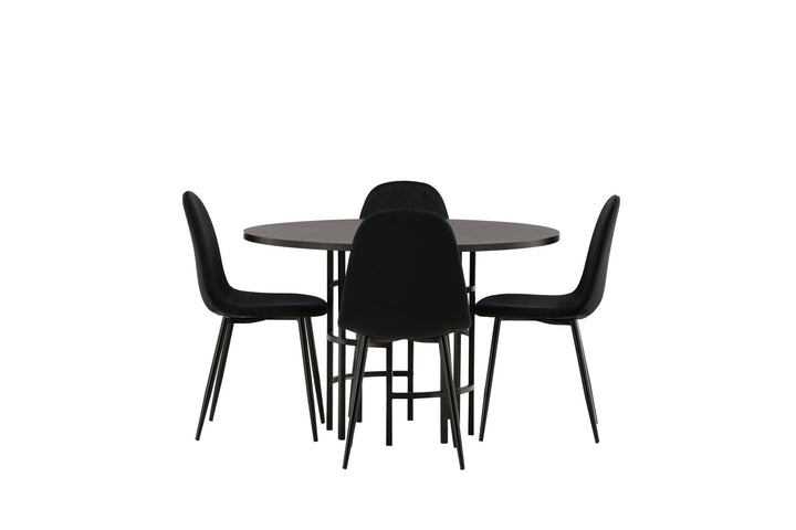 Venture Home Copenhagen Dining Table - Black / Black Veneer +Polar Dining Chair - Black legs / Black Velvet _4