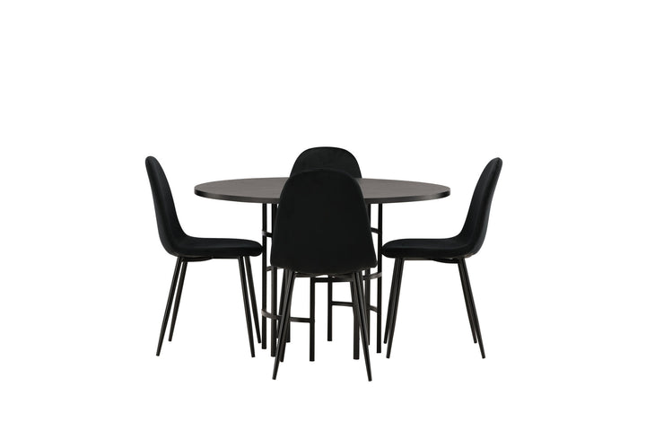 Venture Home Copenhagen Dining Table - Black / Black Veneer +Polar Dining Chair - Black legs / Black Velvet _4