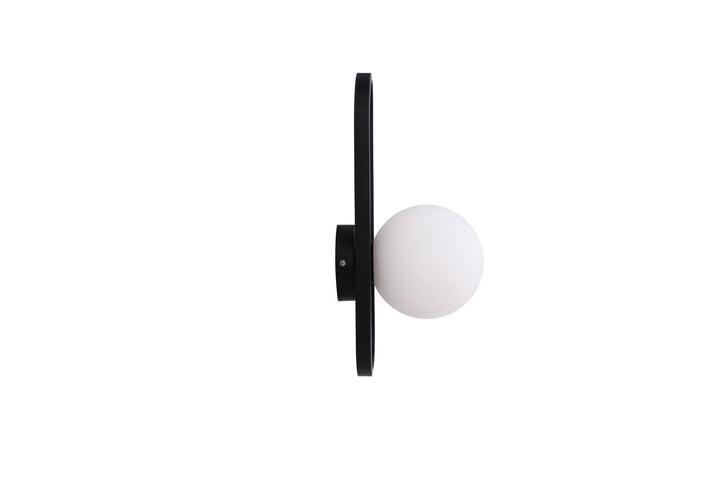 Venture Home Alpes Wall Lamp - Black / White glass
