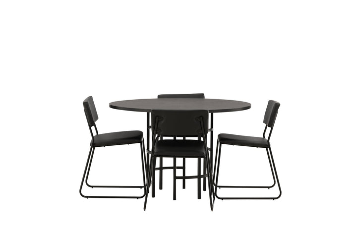 Venture Home Copenhagen Dining Table - Black / Black Veneer +Kenth Chair - Black / Black PU _4