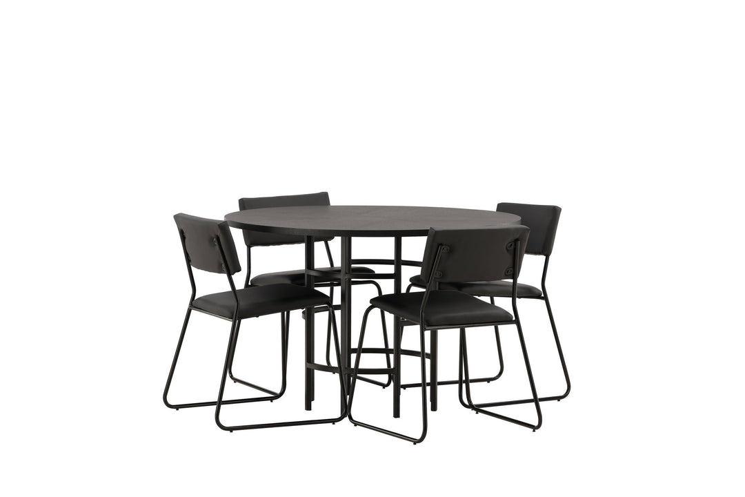 Venture Home Copenhagen Dining Table - Black / Black Veneer +Kenth Chair - Black / Black PU _4