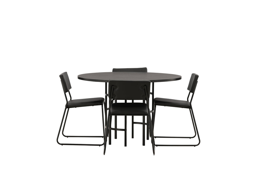 Venture Home Copenhagen Dining Table - Black / Black Veneer +Kenth Chair - Black / Black PU _4