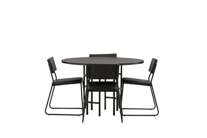 Venture Home Copenhagen Dining Table - Black / Black Veneer +Kenth Chair - Black / Black PU _4