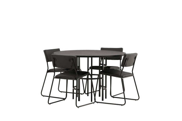 Venture Home Copenhagen Dining Table - Black / Black Veneer +Kenth Chair - Black / Black PU _4