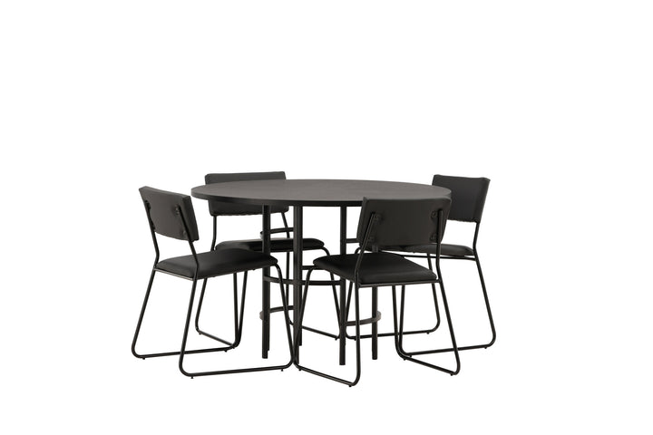Venture Home Copenhagen Dining Table - Black / Black Veneer +Kenth Chair - Black / Black PU _4