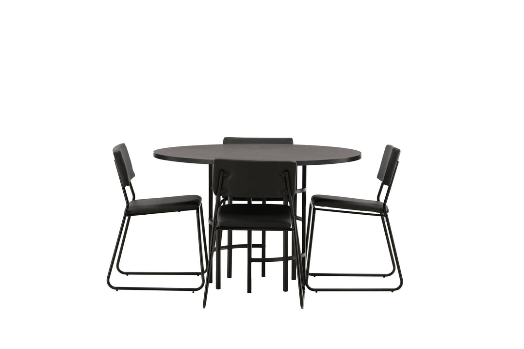 Venture Home Copenhagen Dining Table - Black / Black Veneer +Kenth Chair - Black / Black PU _4