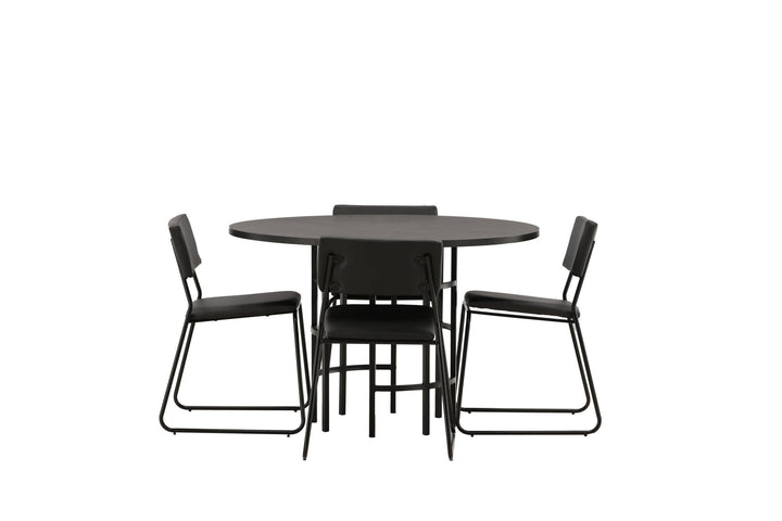 Venture Home Copenhagen Dining Table - Black / Black Veneer +Kenth Chair - Black / Black PU _4
