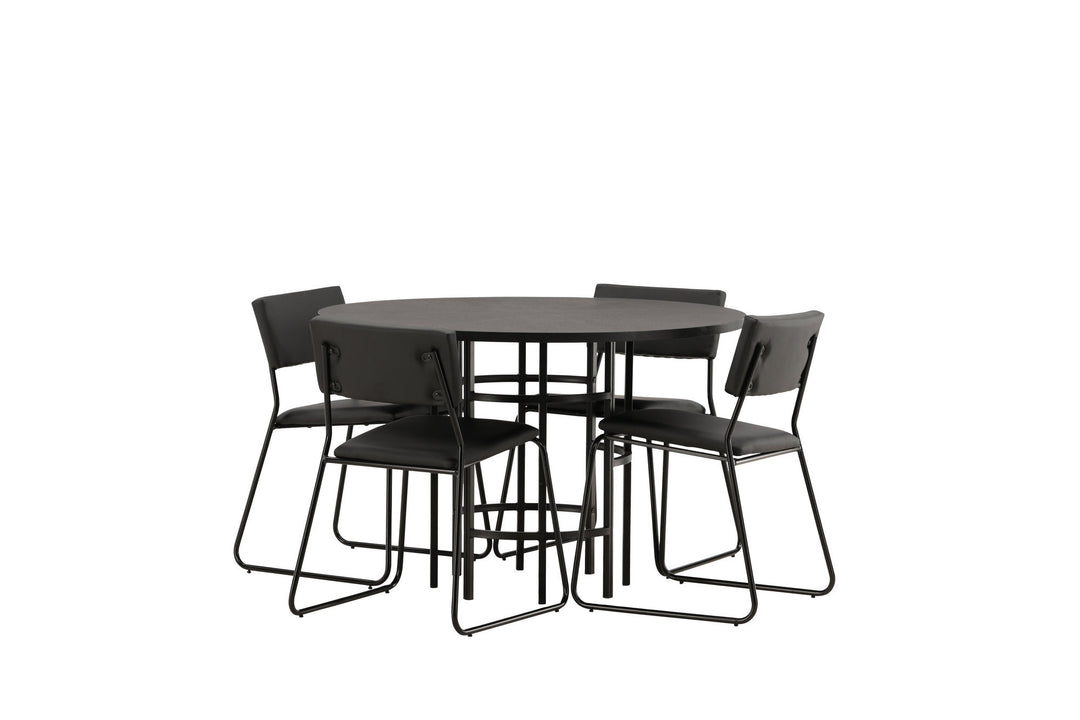 Venture Home Copenhagen Dining Table - Black / Black Veneer +Kenth Chair - Black / Black PU _4