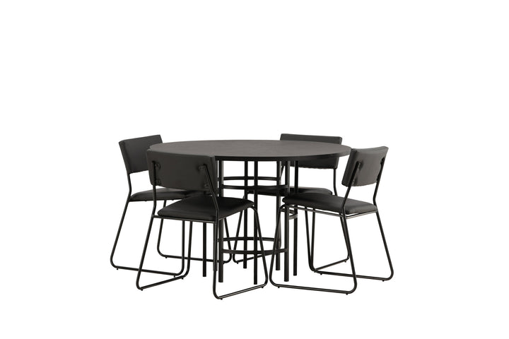 Venture Home Copenhagen Dining Table - Black / Black Veneer +Kenth Chair - Black / Black PU _4