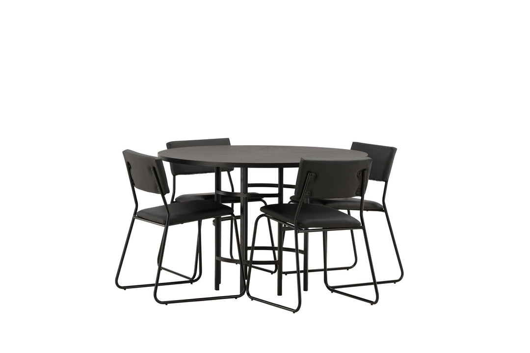 Venture Home Copenhagen Dining Table - Black / Black Veneer +Kenth Chair - Black / Black PU _4