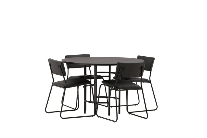 Venture Home Copenhagen Dining Table - Black / Black Veneer +Kenth Chair - Black / Black PU _4