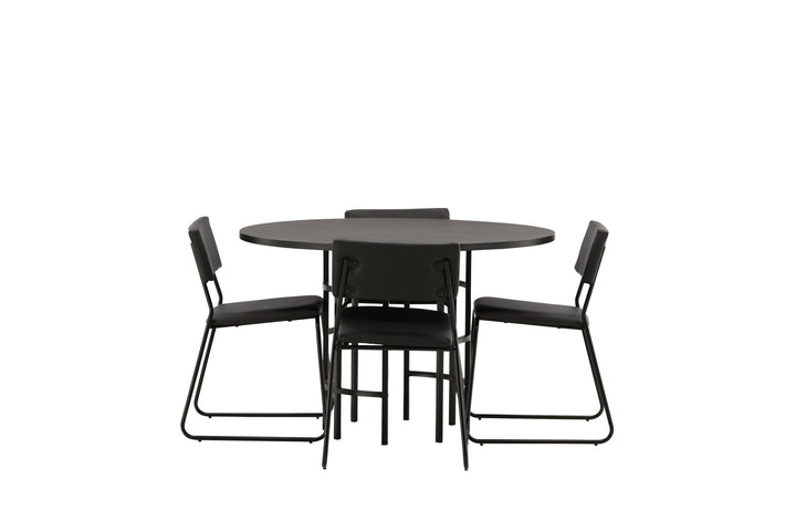 Venture Home Copenhagen Dining Table - Black / Black Veneer +Kenth Chair - Black / Black PU _4
